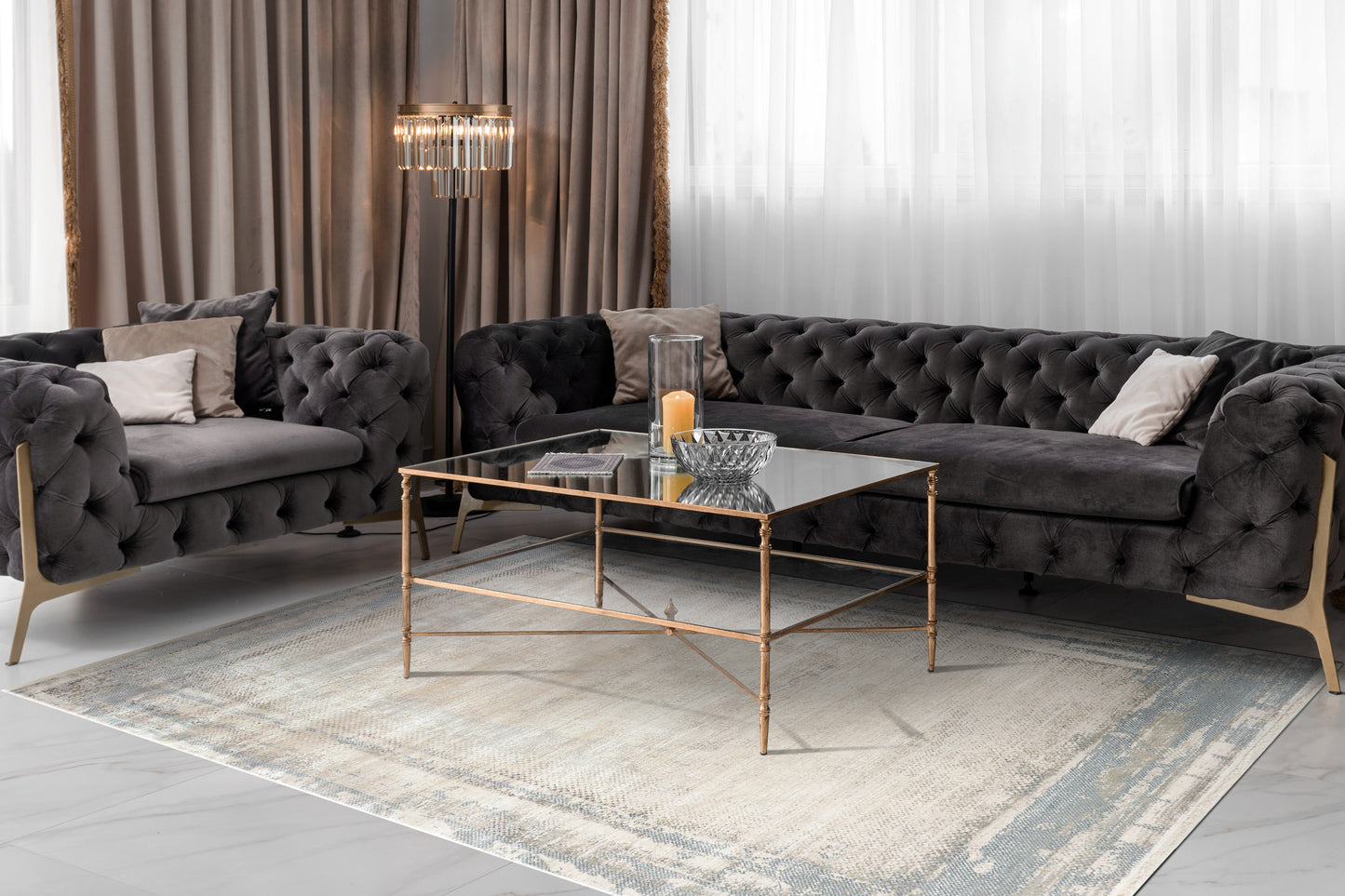 Dynamic Rugs Ruby Ivory Blue Modern