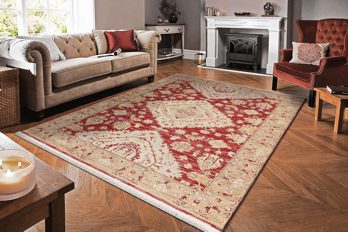 Dynamic Rugs Wade Red Beige Multi Traditional