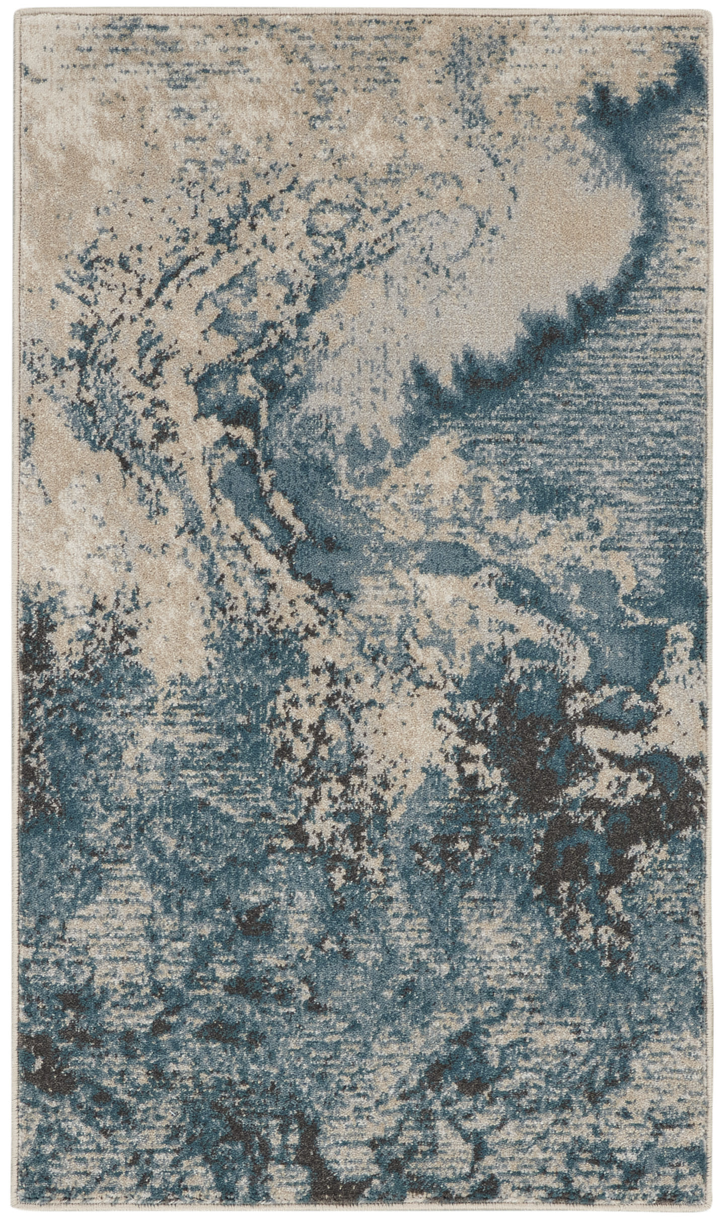 Nourison Home Maxell MAE08 Ivory Teal Contemporary Power-loomed Rugs