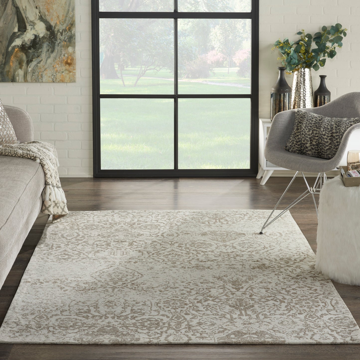 Nourison Home Damask Ivory Transitional