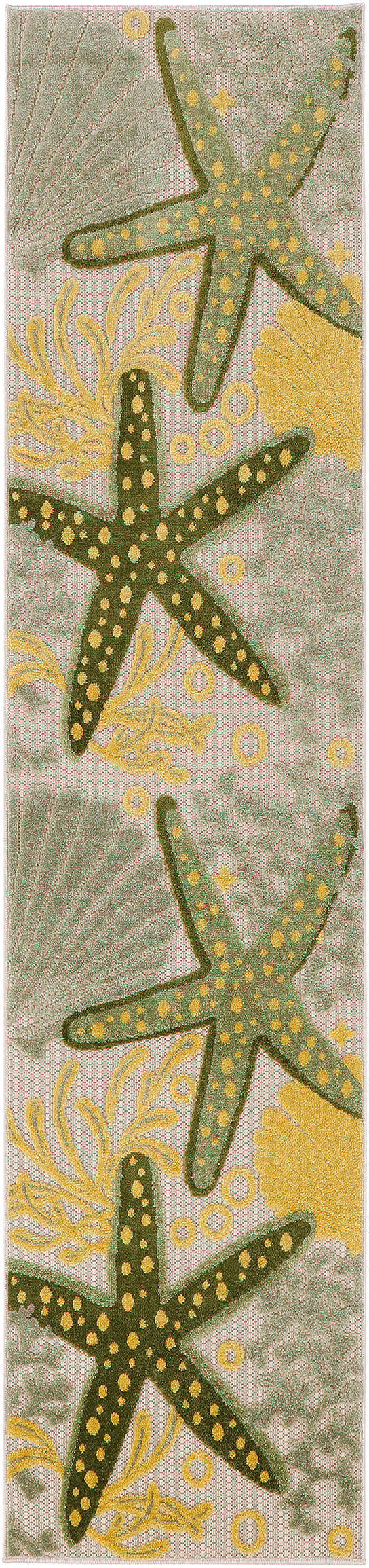 Nourison Home Aloha ALH24 Green Yellow Contemporary Power-loomed Rugs