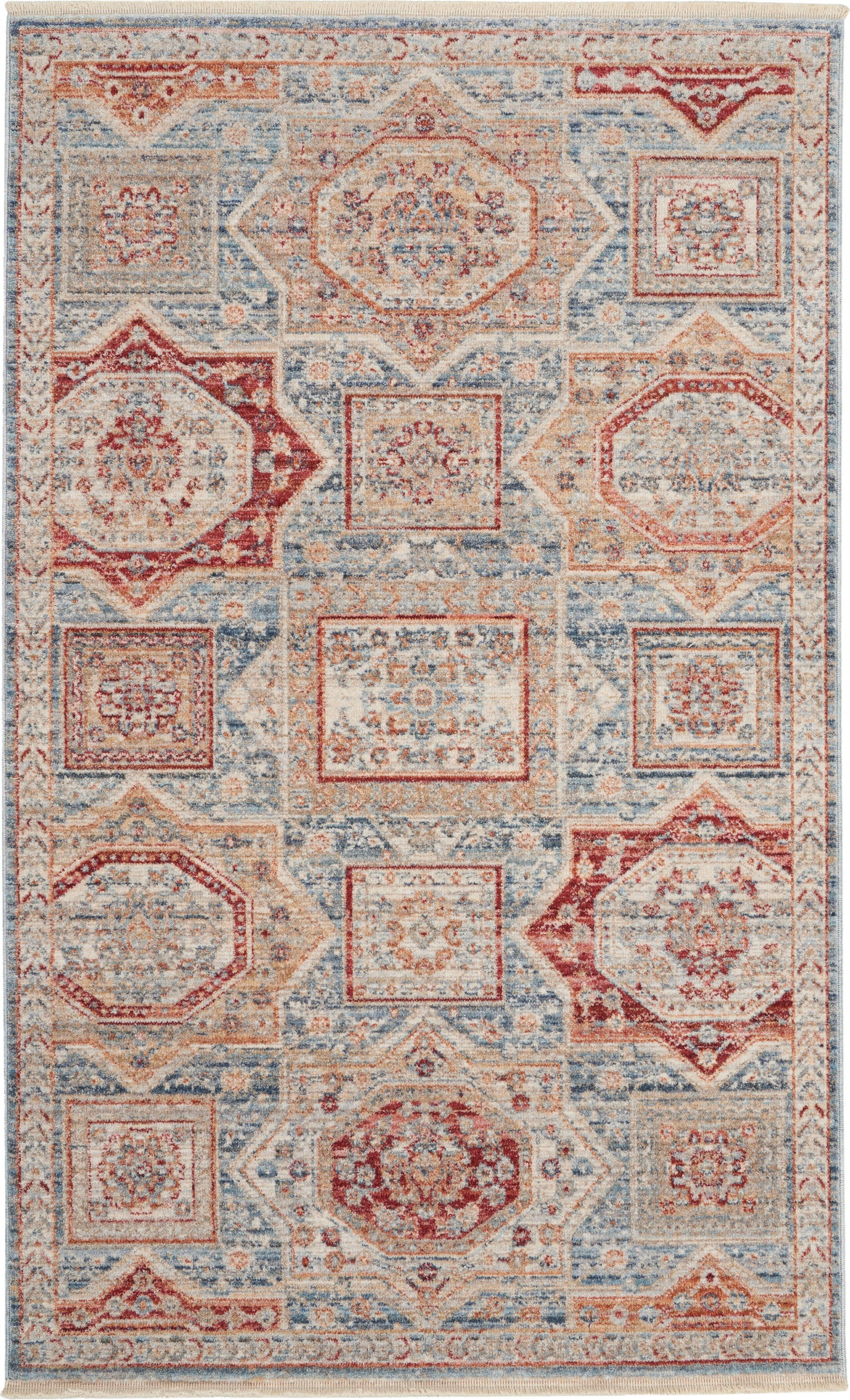 Nourison Home Homestead HMS02 Blue Multicolor Traditional Power-loomed Rug
