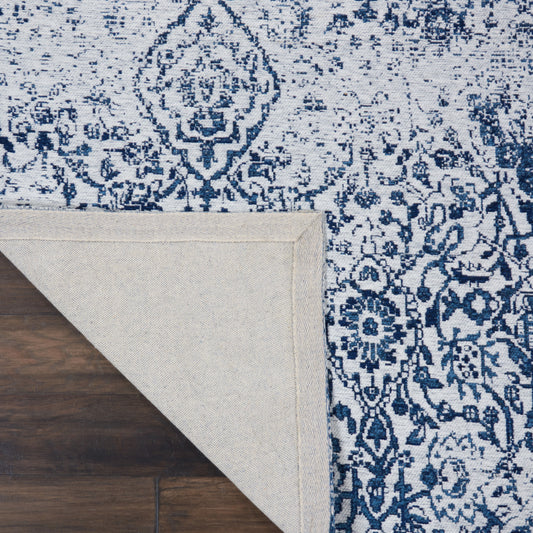 Nourison Home Damask Ivory Navy Transitional
