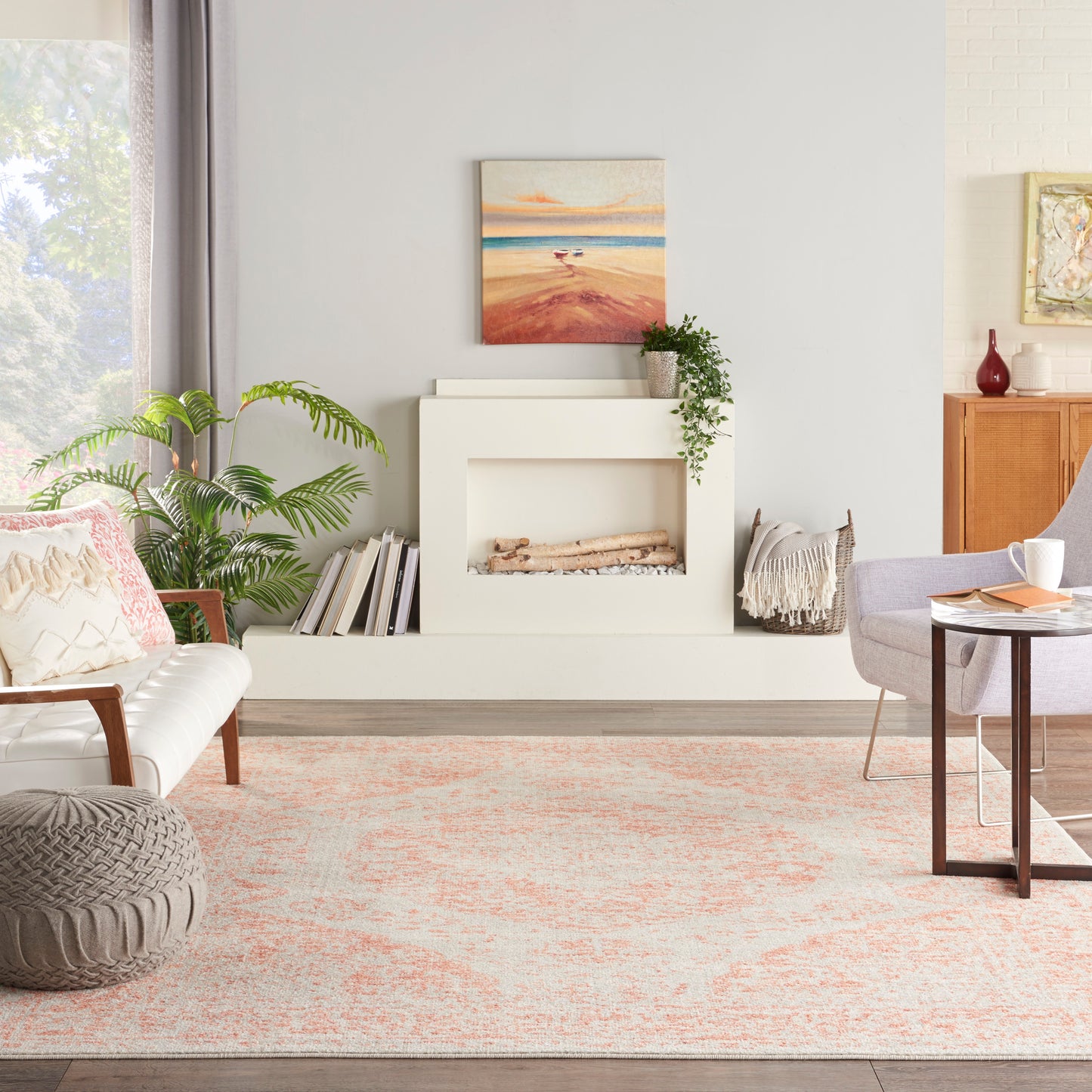 Nourison Home Tranquil Ivory Pink Traditional