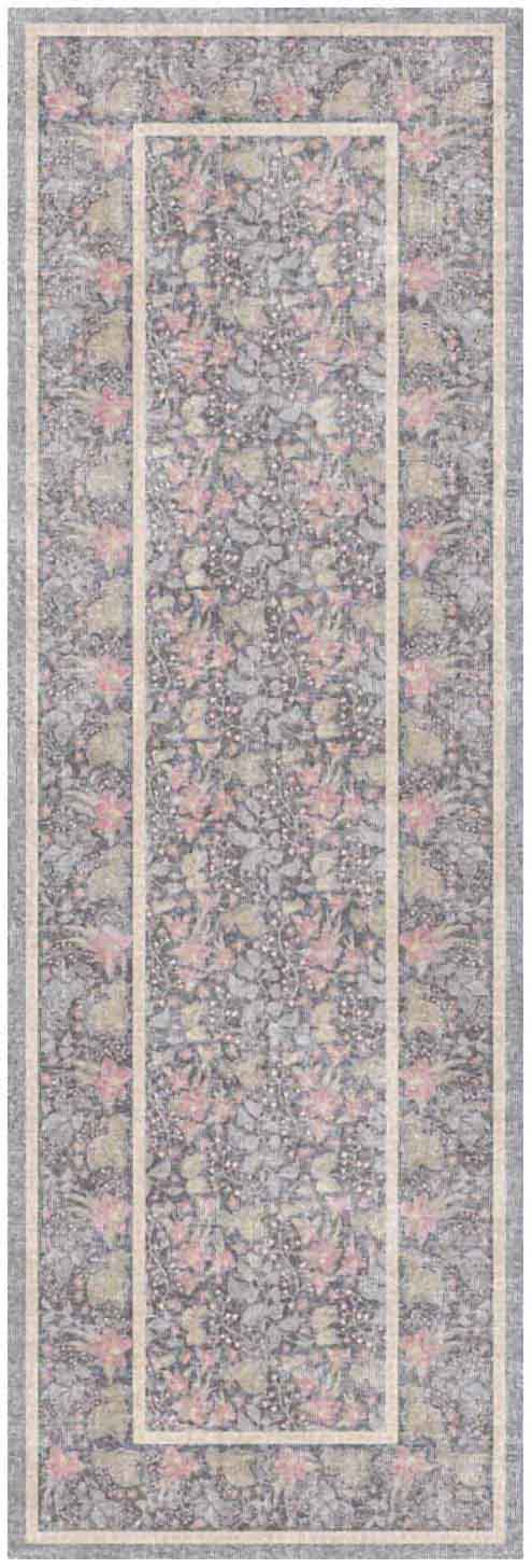 Nourison Home Botanical Washables BOT03 Charcoal Multicolor Contemporary Machine Woven Rug