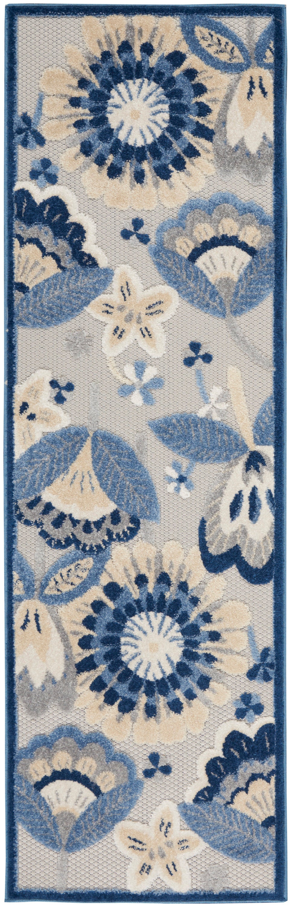 Nourison Home Aloha ALH25 Blue Grey Contemporary Power-loomed Rugs