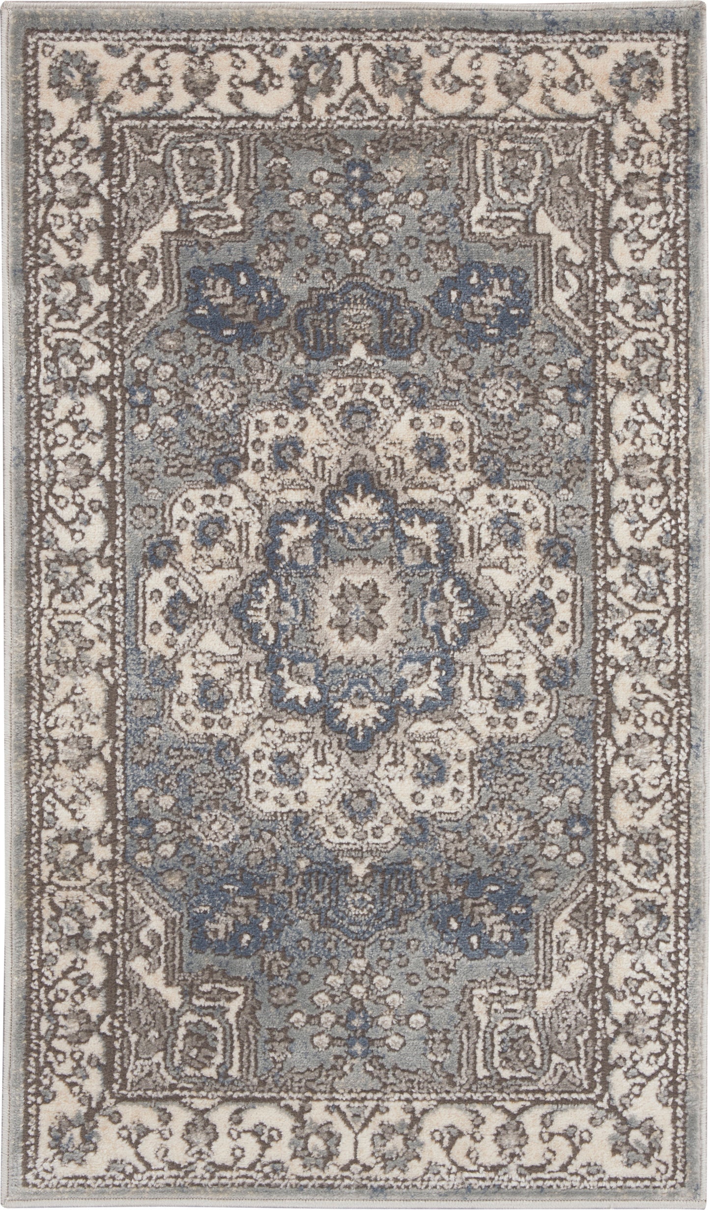 Nourison Home Quarry QUA07 Grey Ivory Transitional Power-loomed Rugs