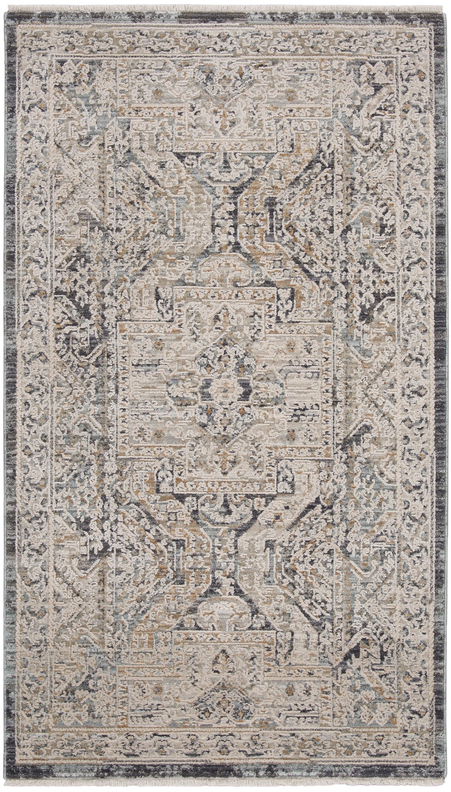 Nourison Home Lynx LNX01 Ivory Charcoal Transitional Power-loomed Rug