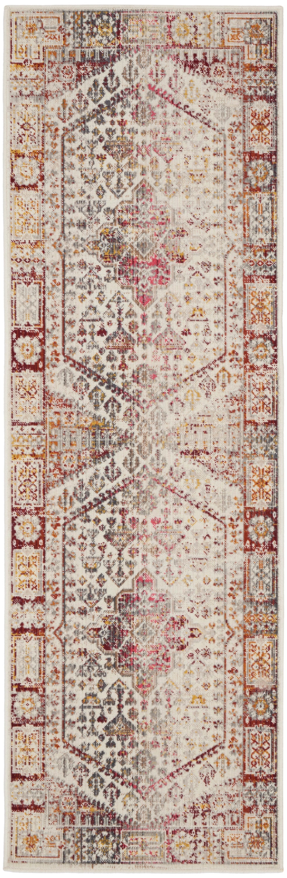 Nourison Home Vintage Kashan VKA08 Ivory Red Traditional Power-loomed Rug