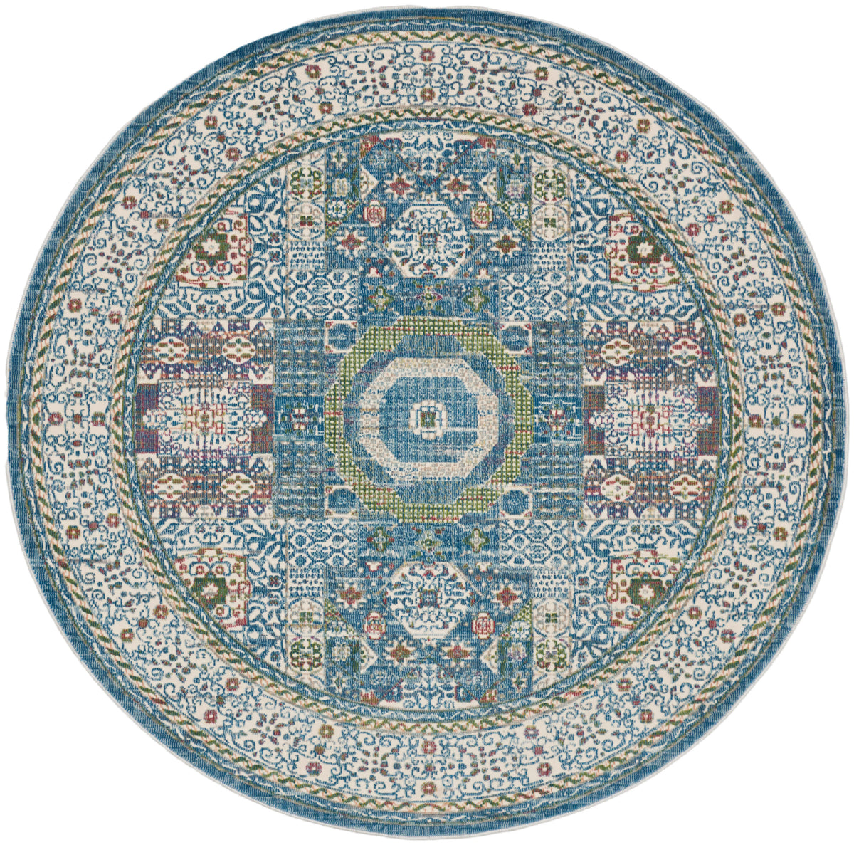 Nourison Home Ankara Global ANR17 Ivory Light Blue Transitional Power-loomed Rug