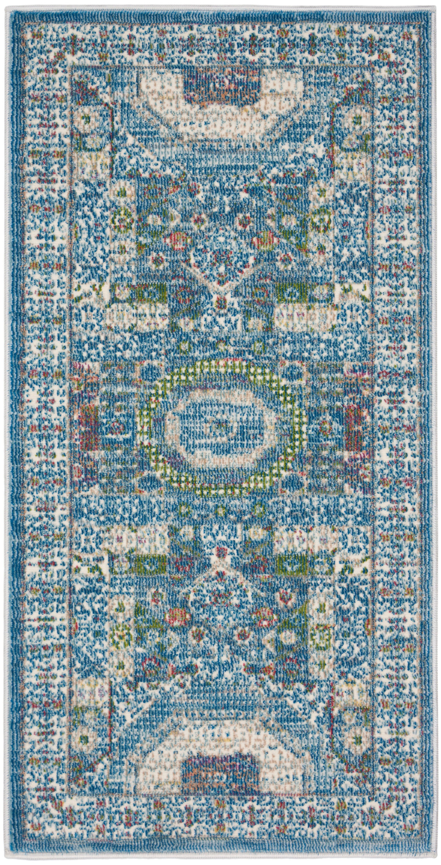 Nourison Home Ankara Global ANR17 Ivory Light Blue Transitional Power-loomed Rug
