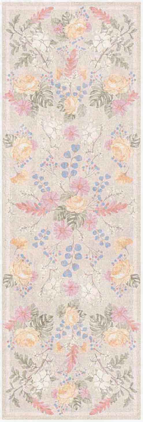 Nourison Home Botanical Washables BOT02 Beige Multicolor Contemporary Machine Woven Rug