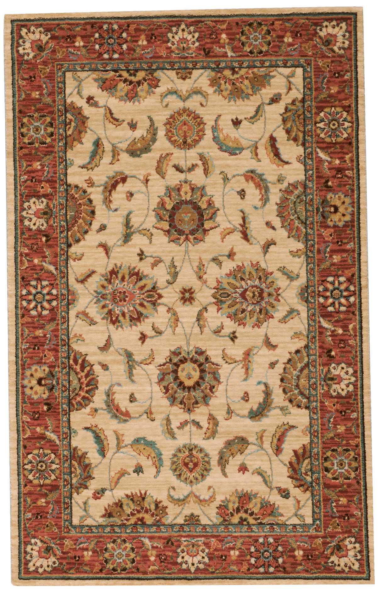 Nourison Home Living Treasures LI04 Ivory Red Traditional Loom-woven Rug