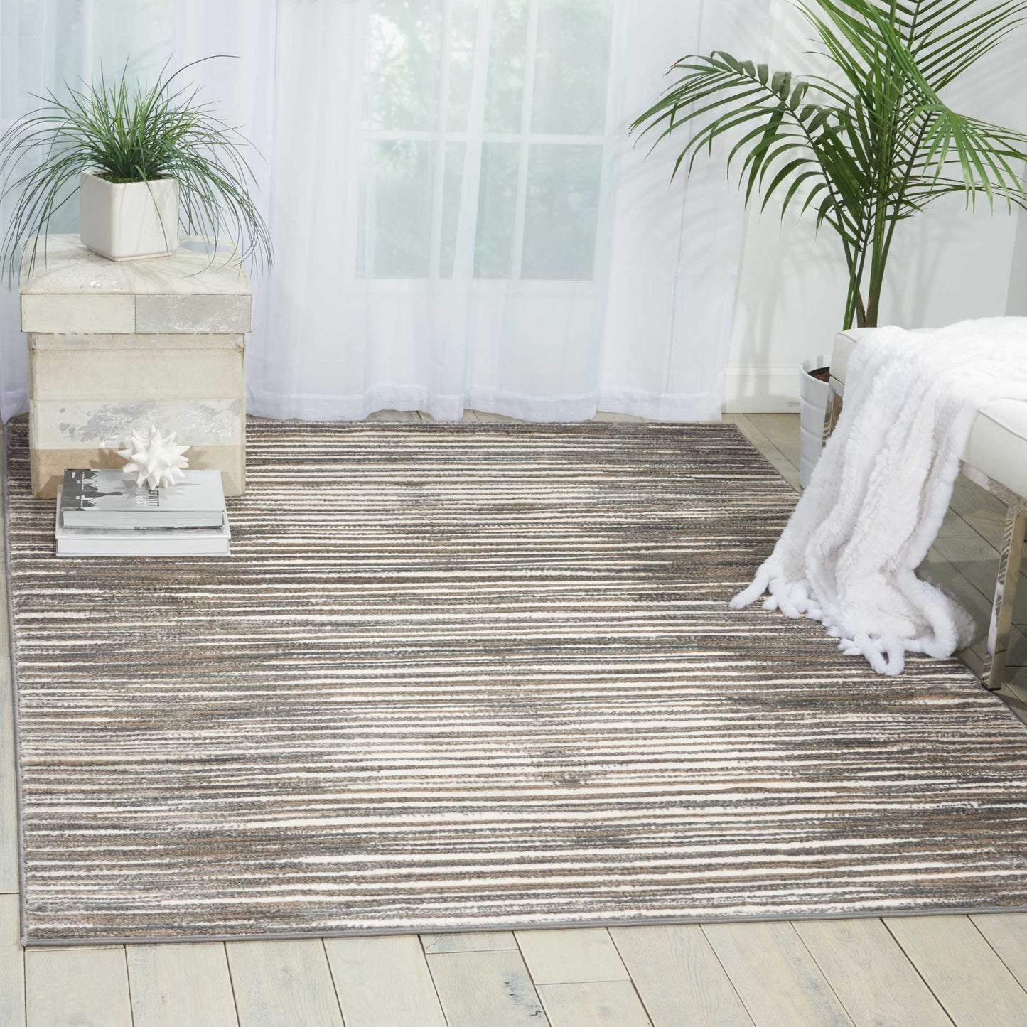 Nourison Home Studio Ivory Grey Contemporary