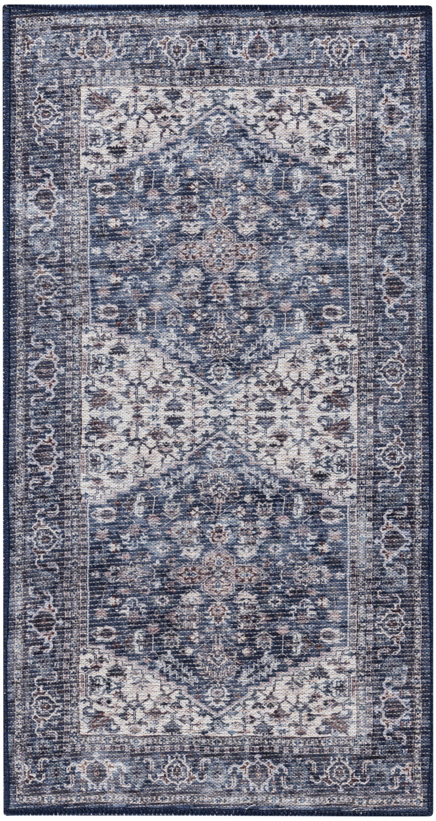 Nourison Home New Concept Washables SR104 Navy Ivory Traditional Machine Woven Rug