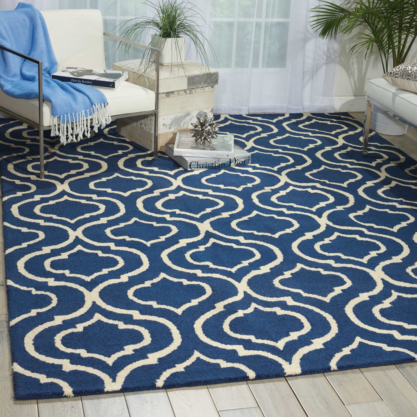 Nourison Home Linear Navy Transitional
