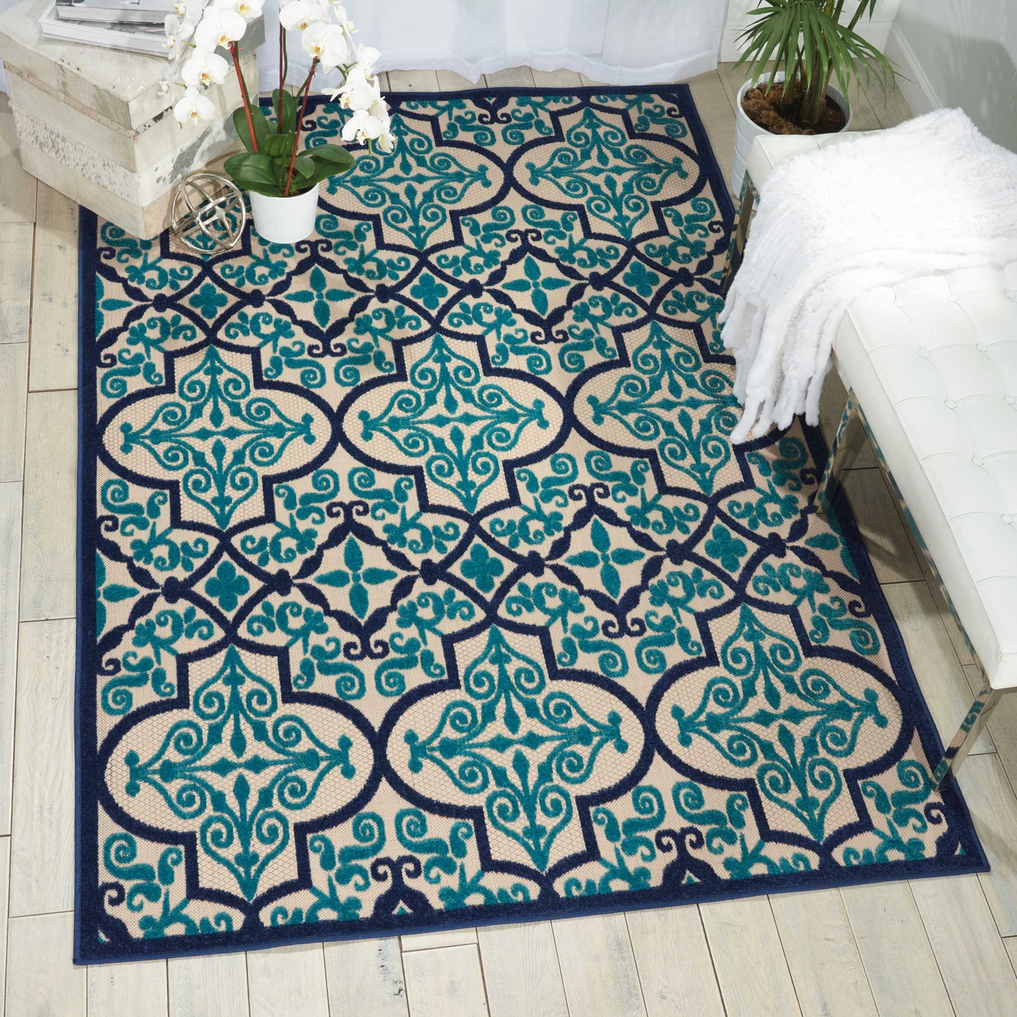 Nourison Home Aloha Navy Transitional