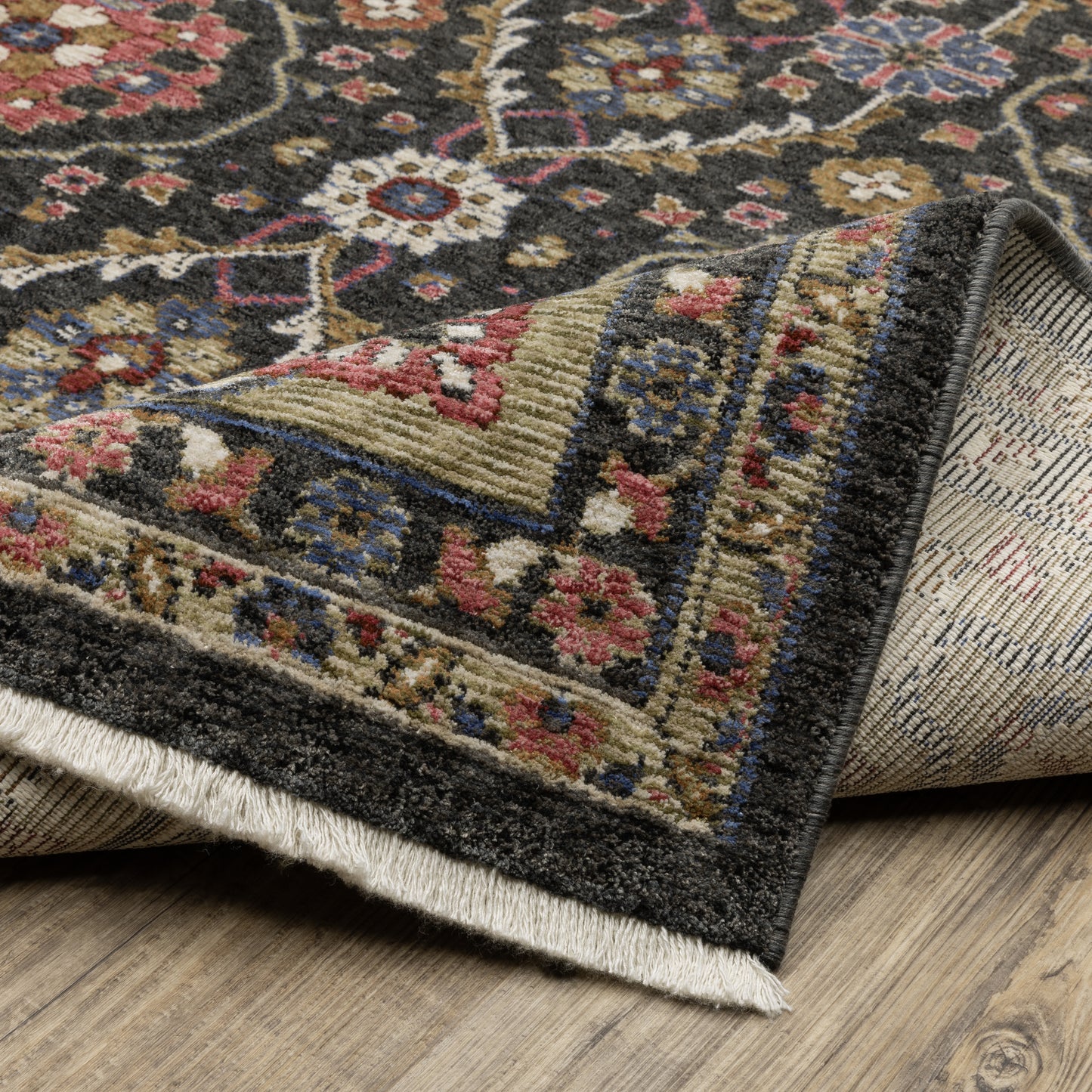 Oriental Weavers Hastings Charcoal Pink Traditional