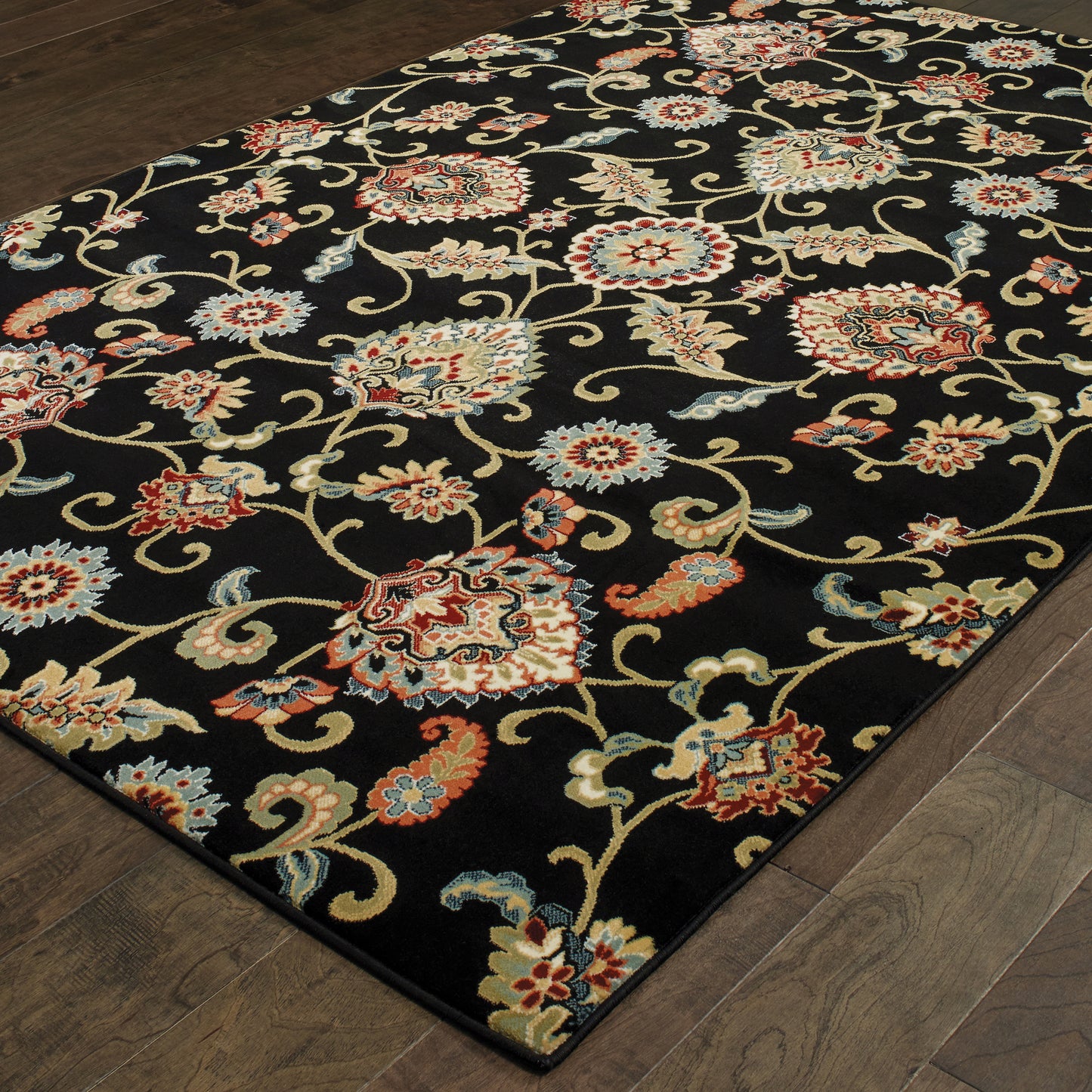 Oriental Weavers Kashan Black Multi Traditional