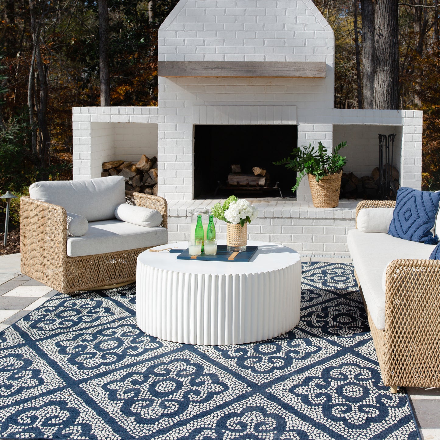 Oriental Weavers Marina Navy Ivory Moroccan