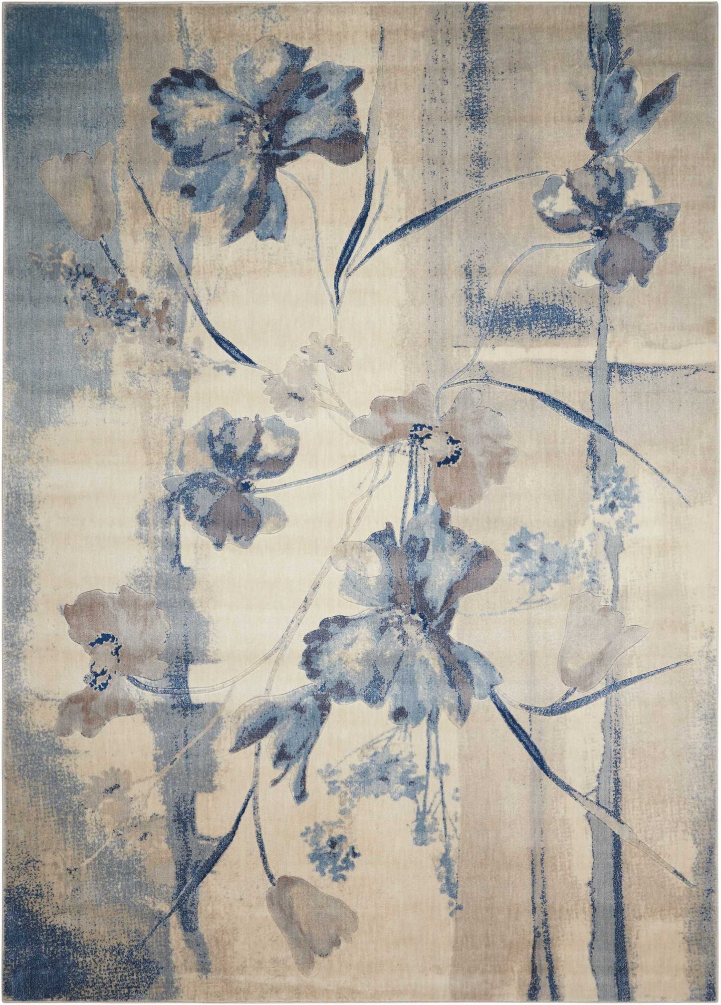 Nourison Home Somerset ST18 Ivory Blue Contemporary Power-loomed Rug