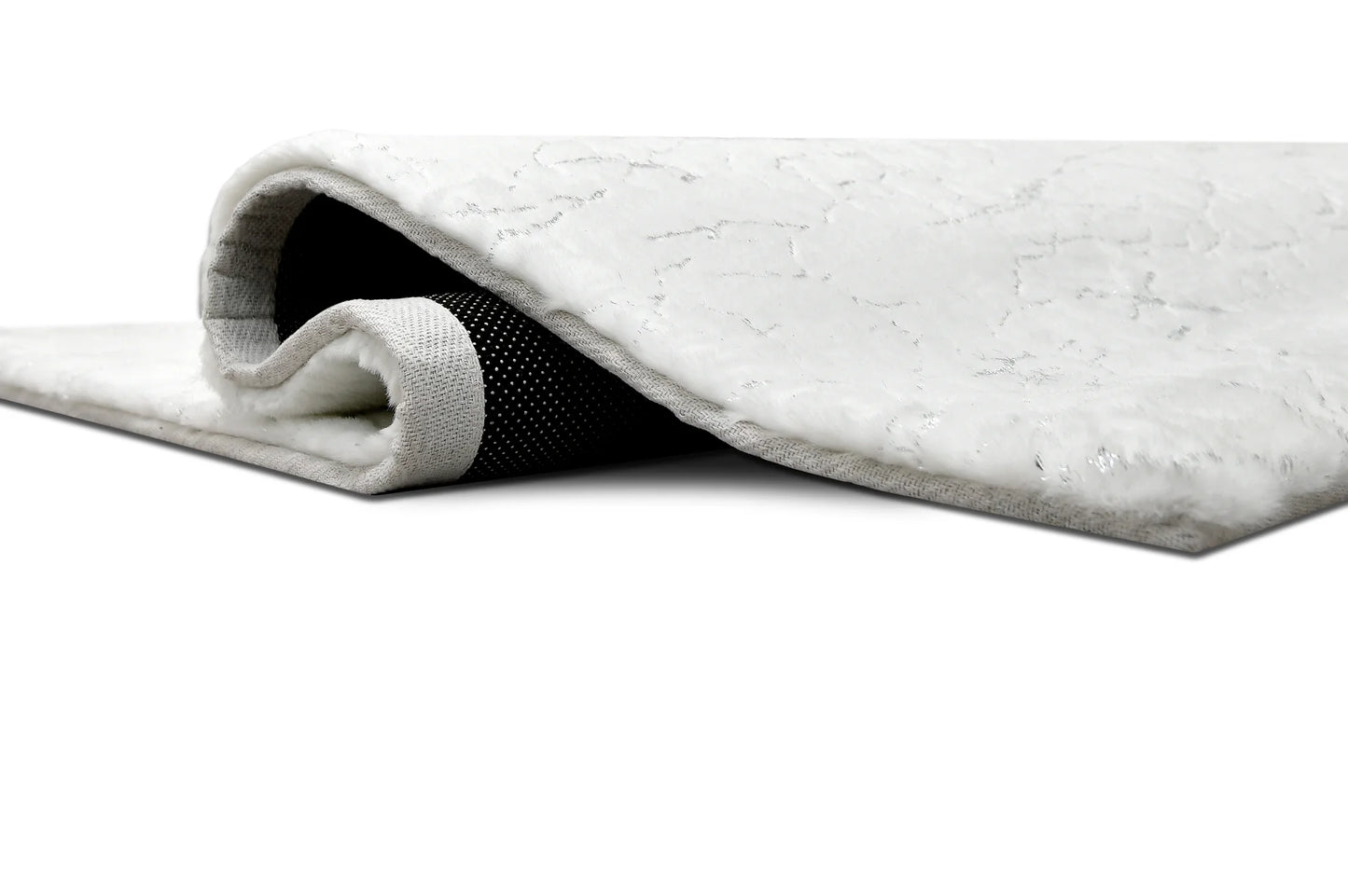 American Cover Design Rabbit Fur Bunny White Silver Modern Machine Woven Rug