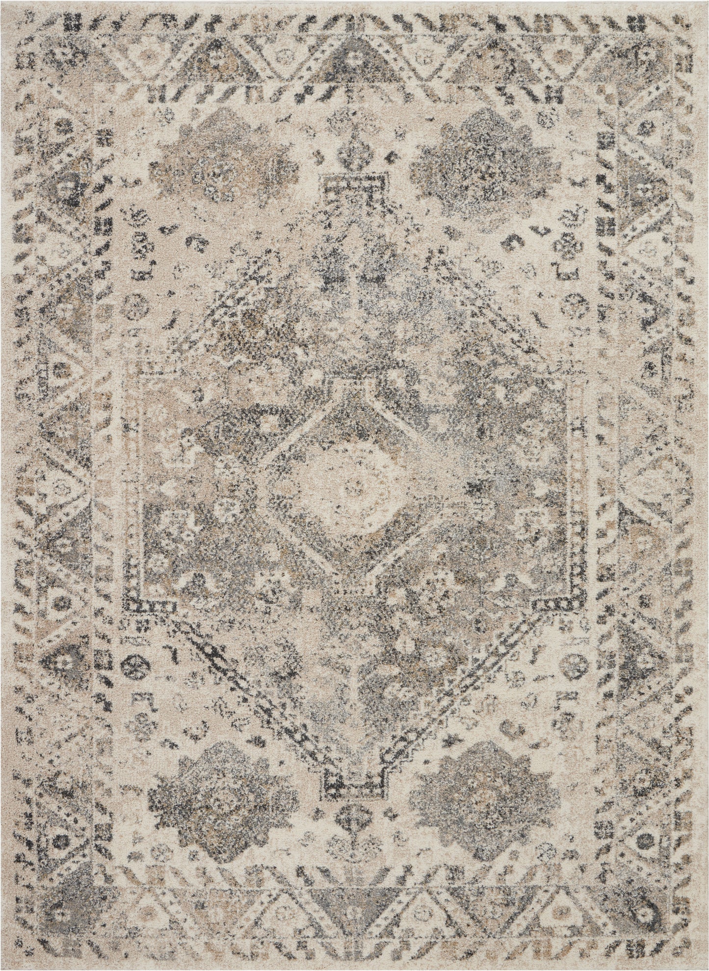 Nourison Home Fusion FSS11 Cream Grey Traditional Power-loomed Rug