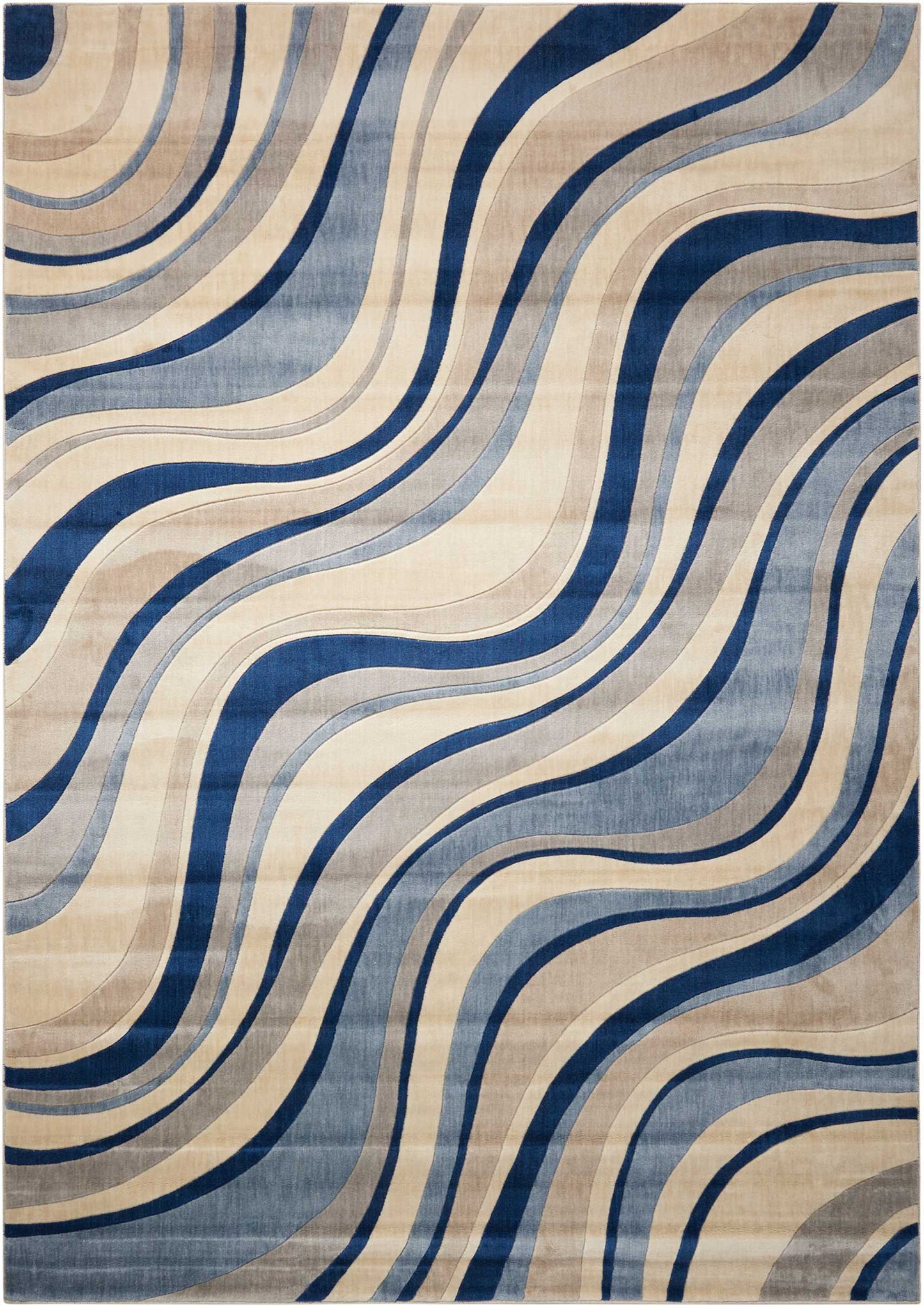 Nourison Home Somerset ST81 Ivory Blue Contemporary Power-loomed Rug