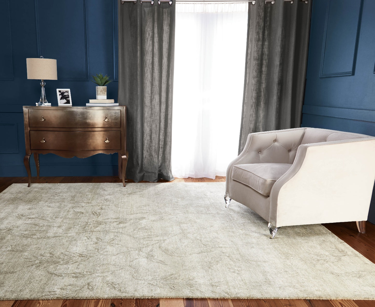 Nourison Home Silk Shadows SHA01 Light Green Contemporary Hand Knotted Rug