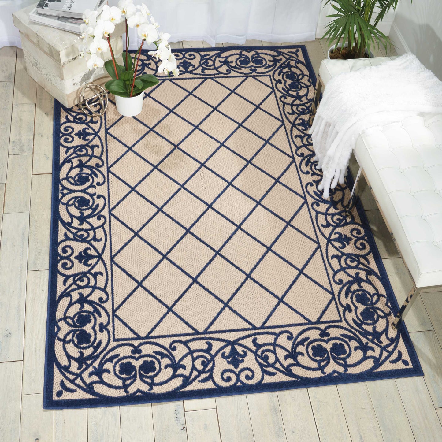 Nourison Home Aloha Navy Transitional