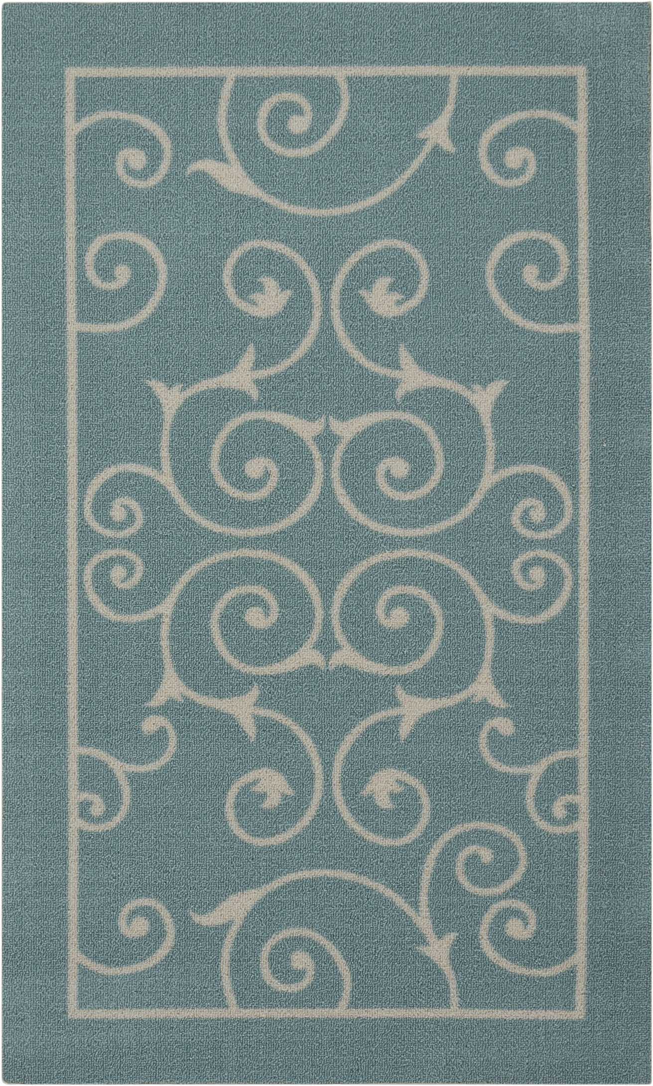 Nourison Home Home & Garden RS019 Light Blue Transitional Power-loomed Rug