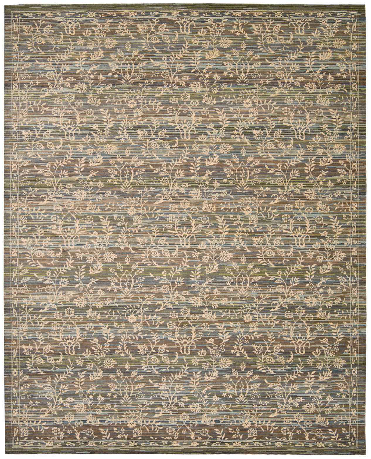 Nourison Home Rhapsody RH012 Blue Moss Transitional Loomed Rug