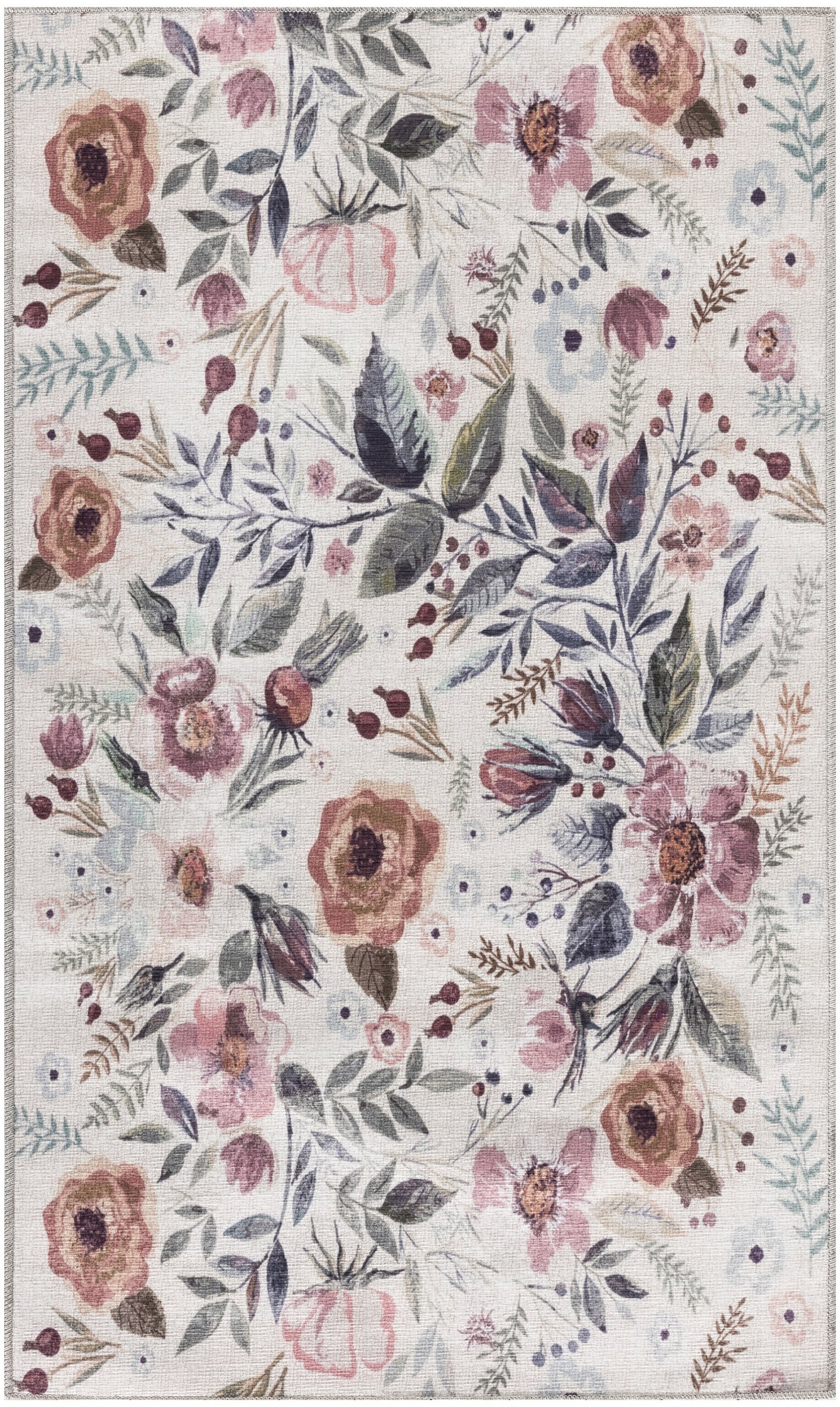 Nourison Home Nourison Washables NWB01 Ivory Pink Traditional Power-loomed Rug