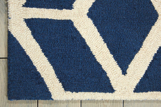 Nourison Home Linear Blue Ivory Contemporary