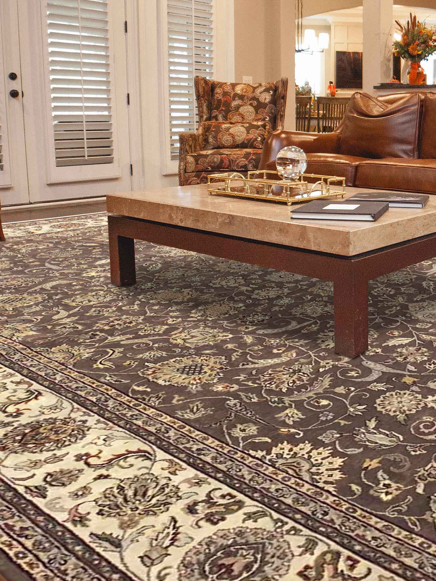 Artisan Michelle Brown Ivory Traditional Knotted Rug