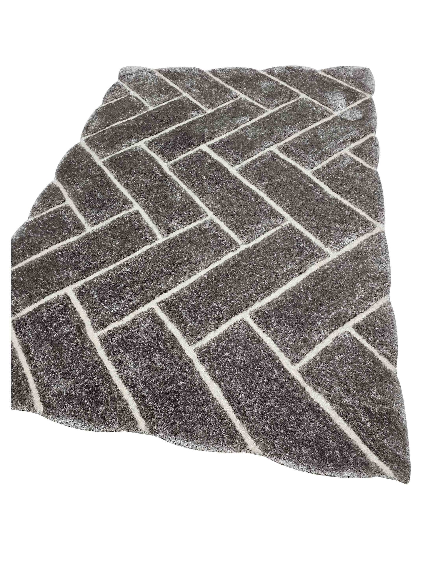 American Cover Design 3D Shaggy 3D 801 Silver  Modern Tufted Rug
