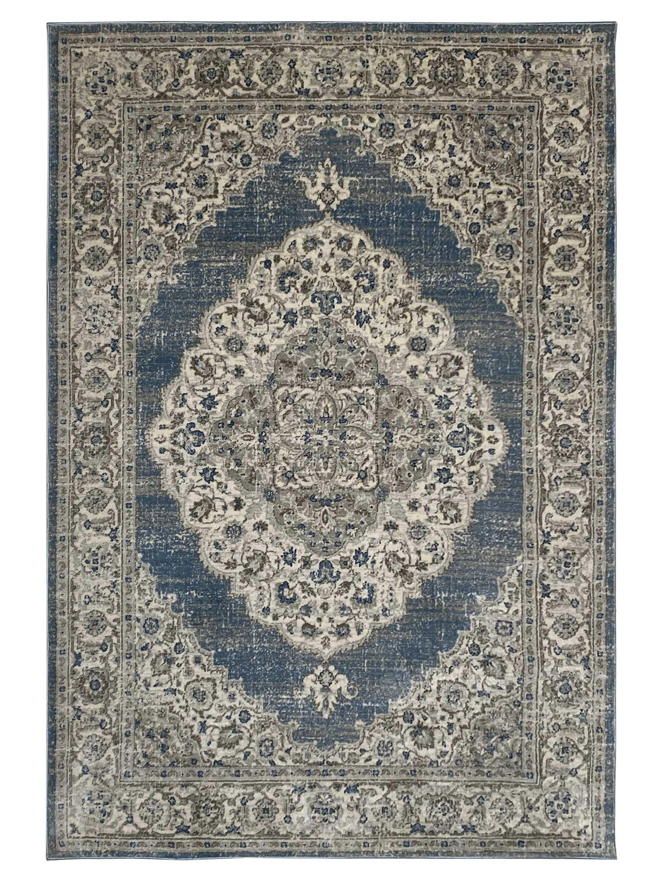Artisan Bella Blue Cream Transitional Machinemade Rug Atlanta
