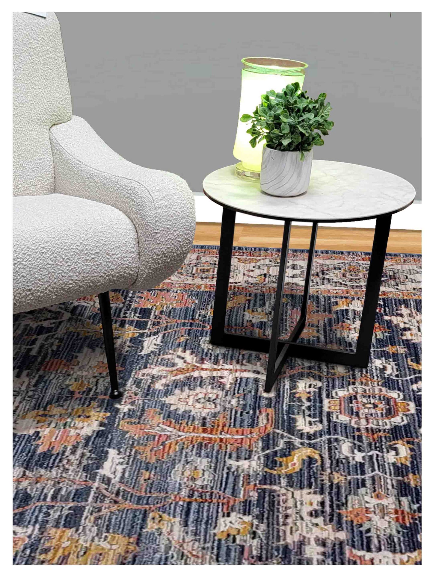 Artisan Bellisimo Blue Ivory Traditional Machinemade Rug