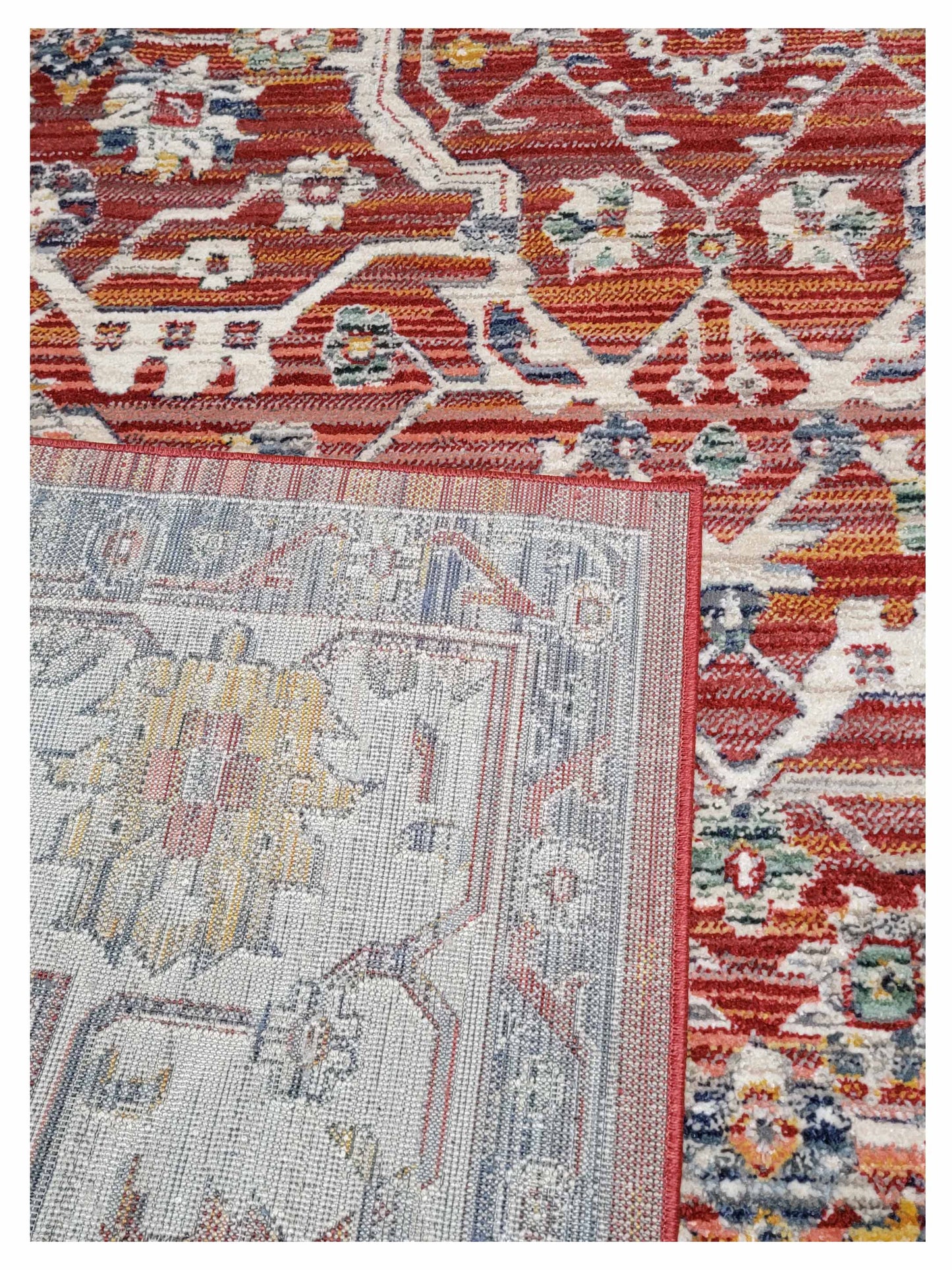 Artisan Bellisimo Red Ivory Traditional Machinemade Rug