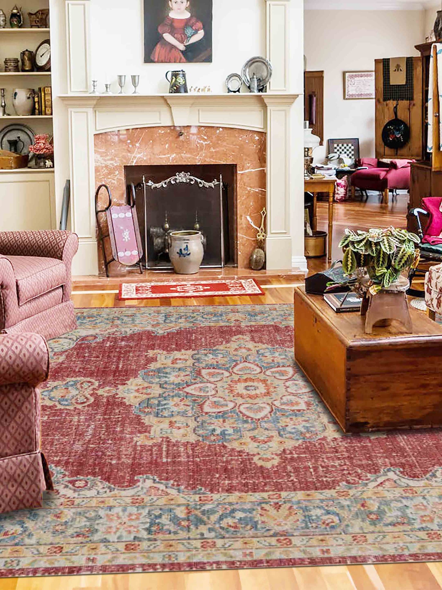 Limited Odeya OR - 807 BURGUNDY RED TEAL Traditional Machinemade Rug - Rugs - Limited - Atlanta Designer Rugs