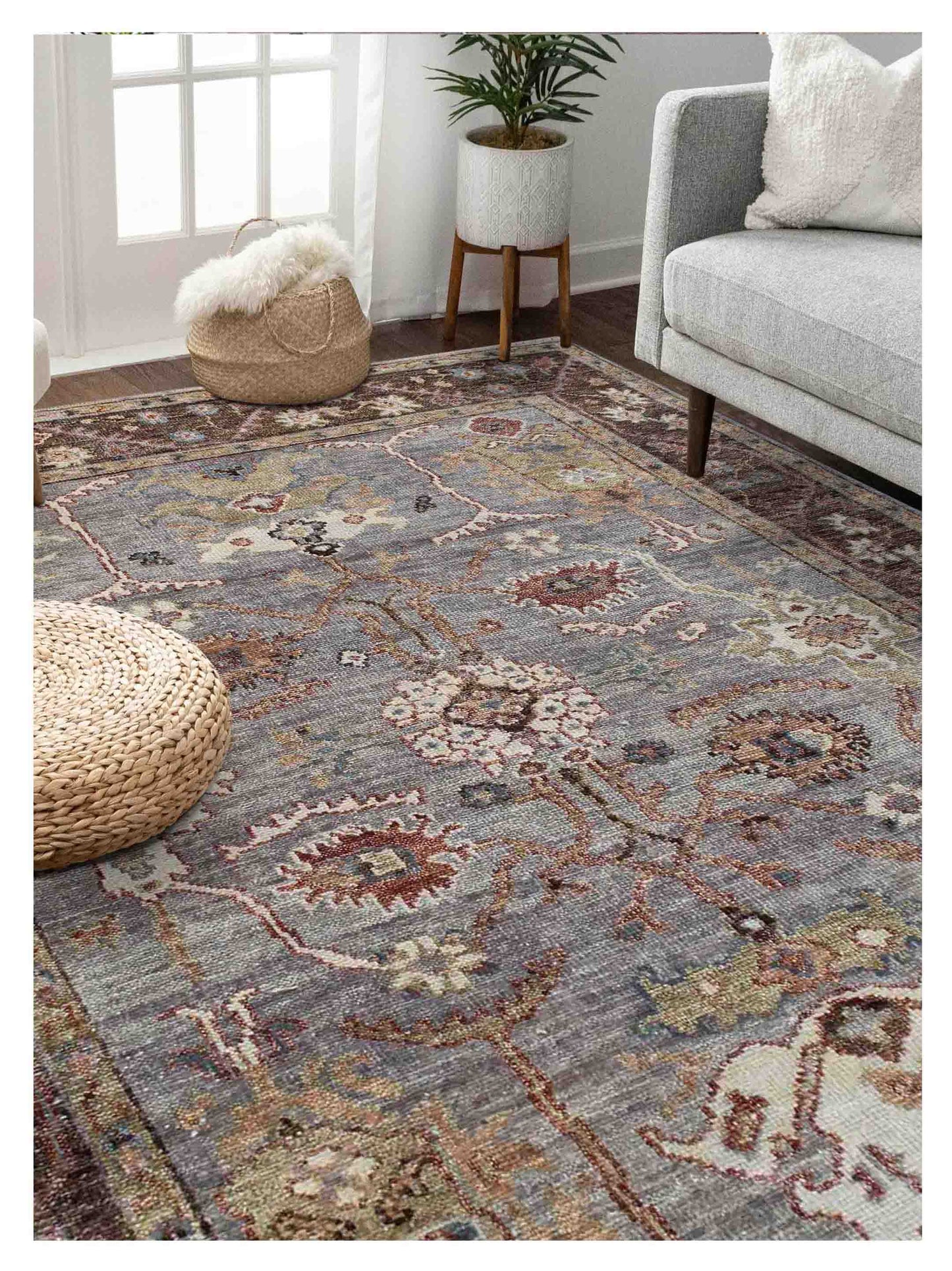 Artisan Felicity Grey Brown Traditional Knotted Rug