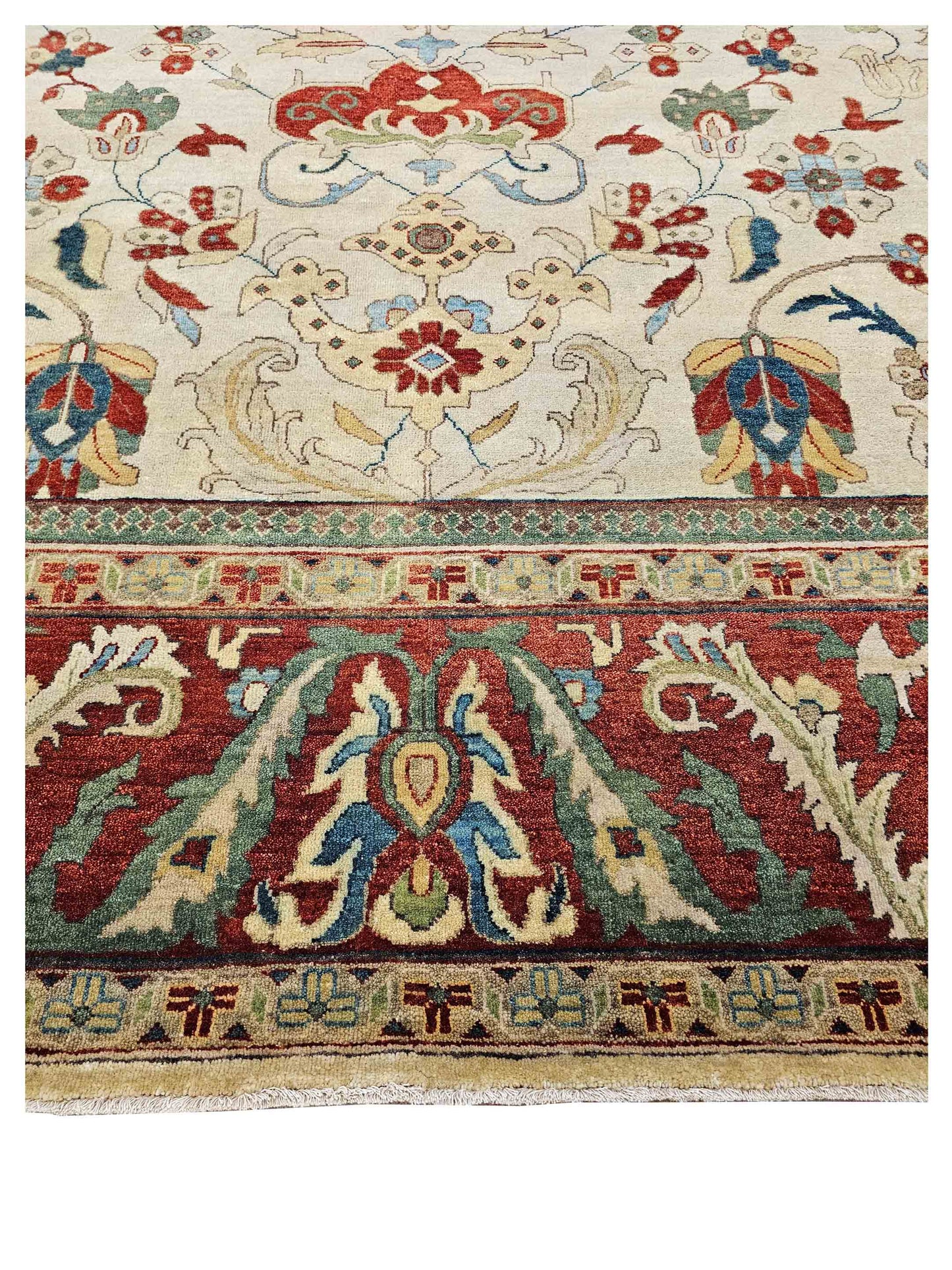 Artisan Gwyneth Ivory Red Traditional Knotted Rug