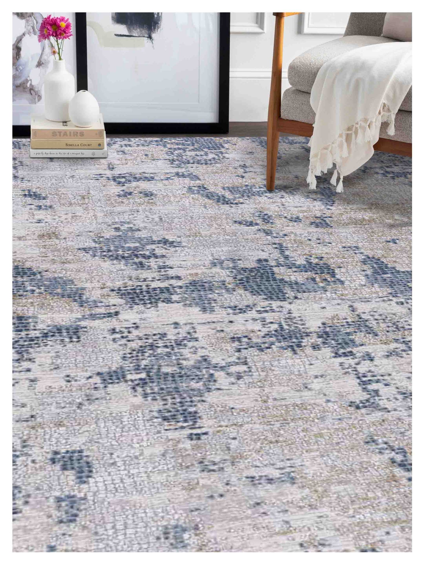 Limited Courteney CY - 252 IVORY BLUE Transitional Machinemade Rug - Rugs - Limited - Atlanta Designer Rugs