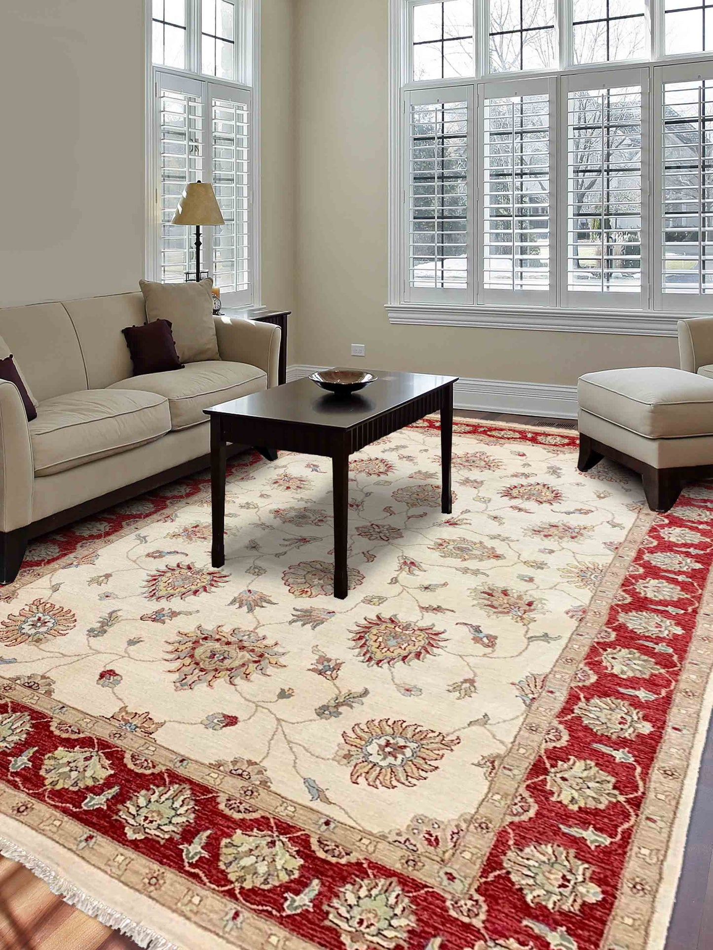 Artisan Zara Ivory Red Traditional Knotted Rug - Rugs - Artisan - Atlanta Designer Rugs