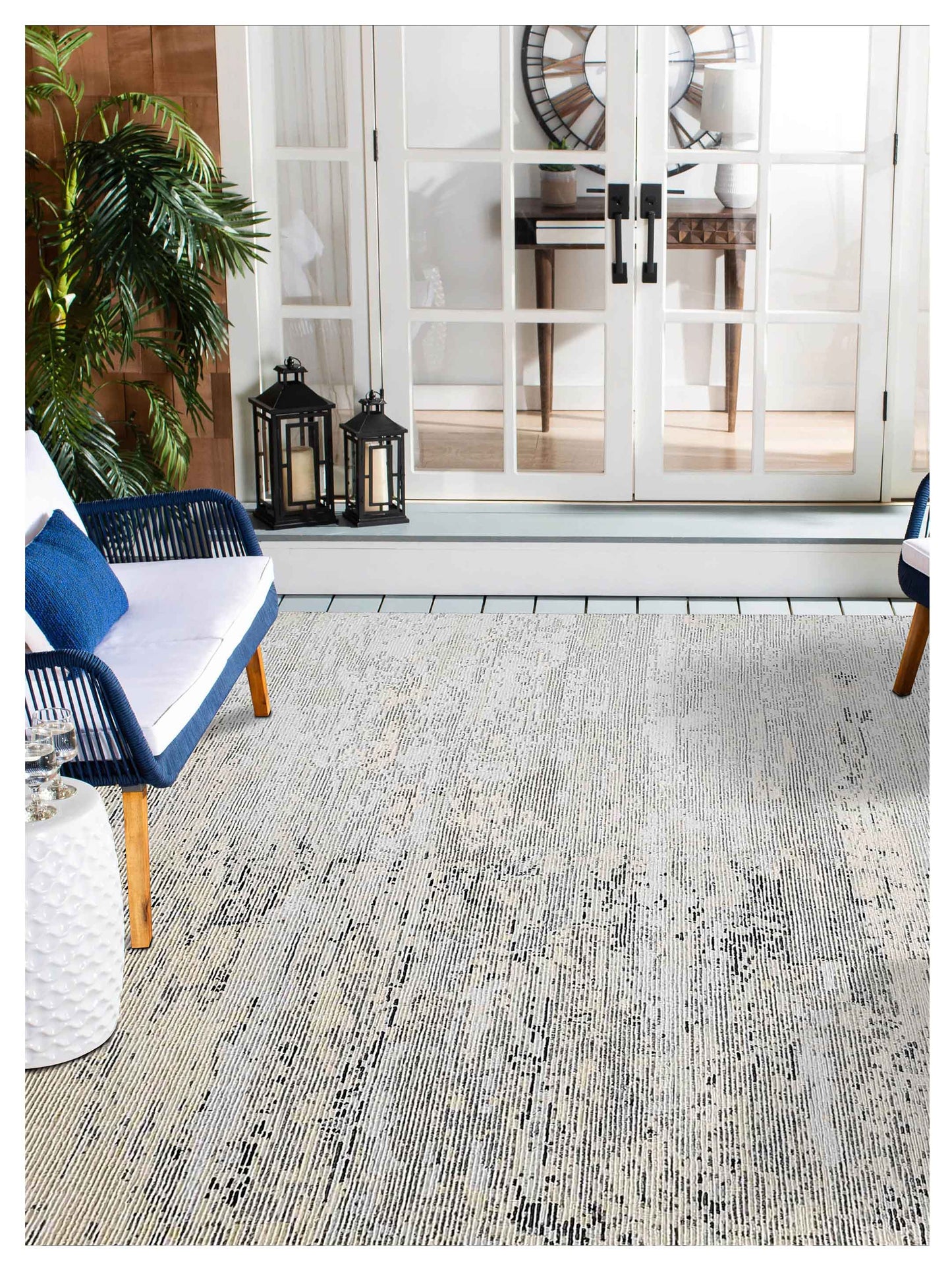 Artisan Mary Gold Sky Blue Contemporary Knotted Rug