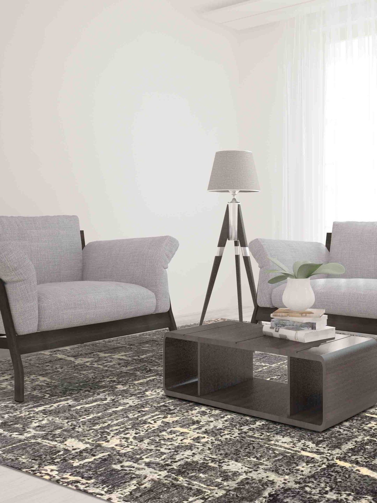 Artisan Mary Charcoal Contemporary Knotted Rug