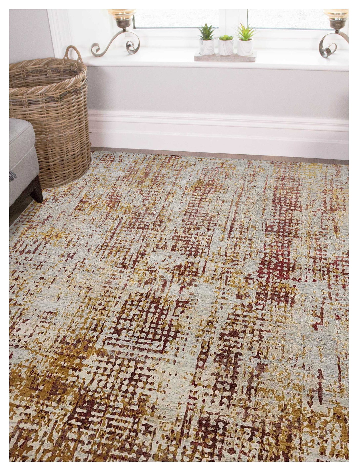 Artisan Mary Ivory Multi Contemporary Knotted Rug