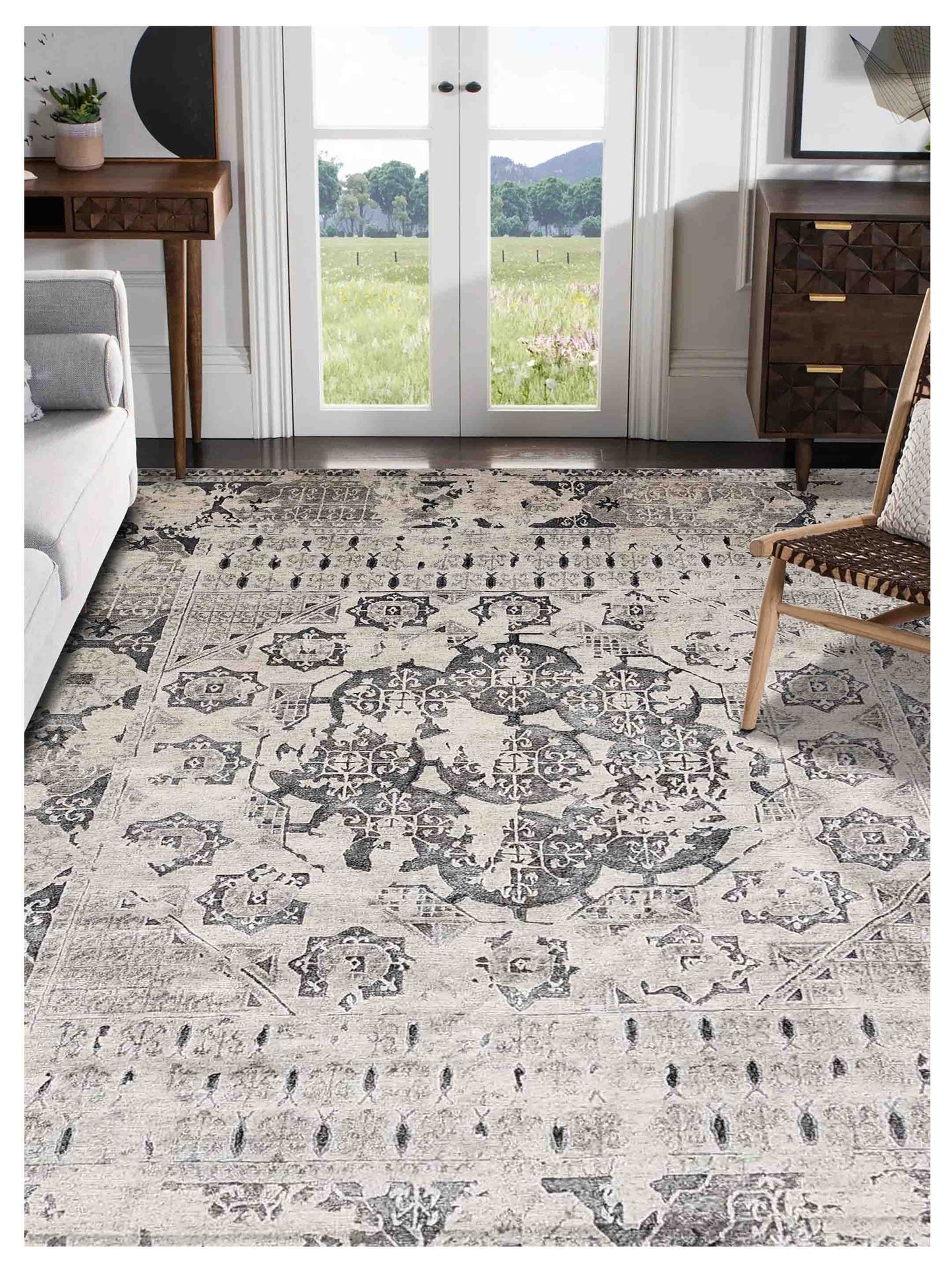 Artisan Mary Ivory Contemporary Knotted Rug