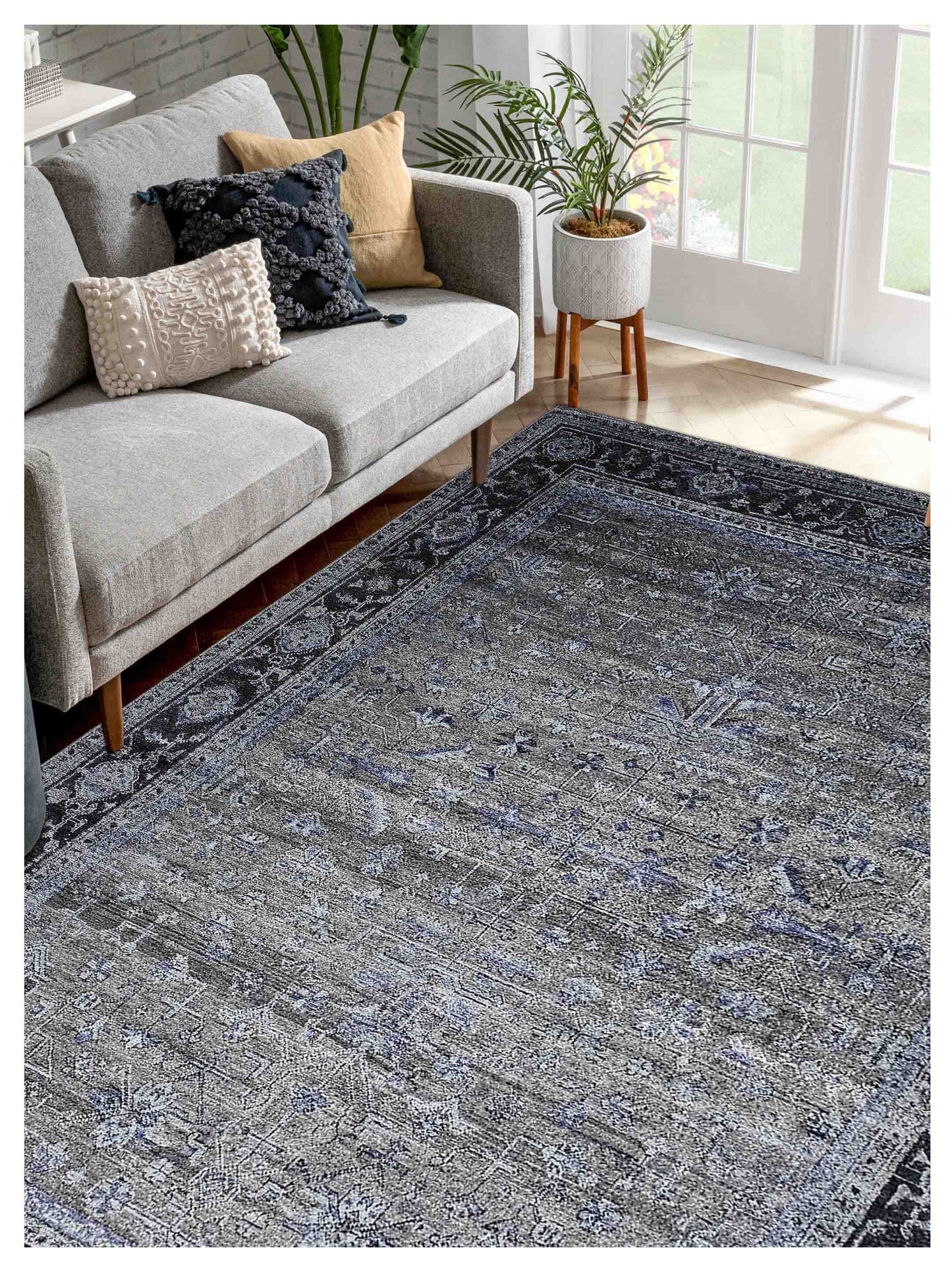 Artisan Nova Indigo Grey Transitional Knotted Rug