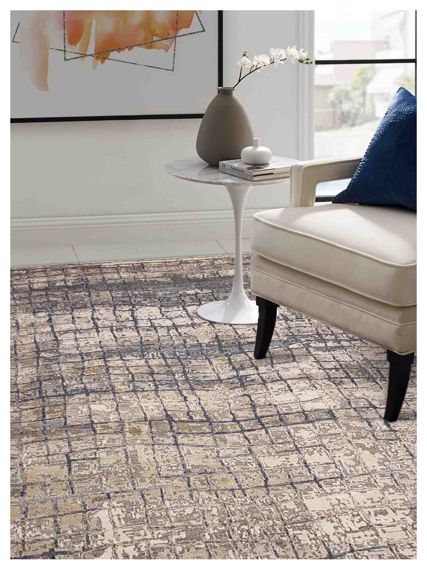 Artisan Bloom Beige Multi Transitional Knotted Rug